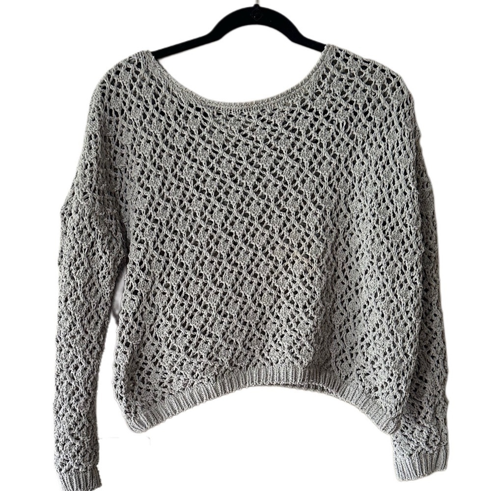 Jessica Simpson Open Knit Sweater in Gray